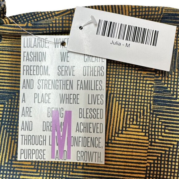 LuLaRoe Retired Julia Dress M Brown & Black Geometric Print SS Form Fitting NWT - Picture 4 of 8